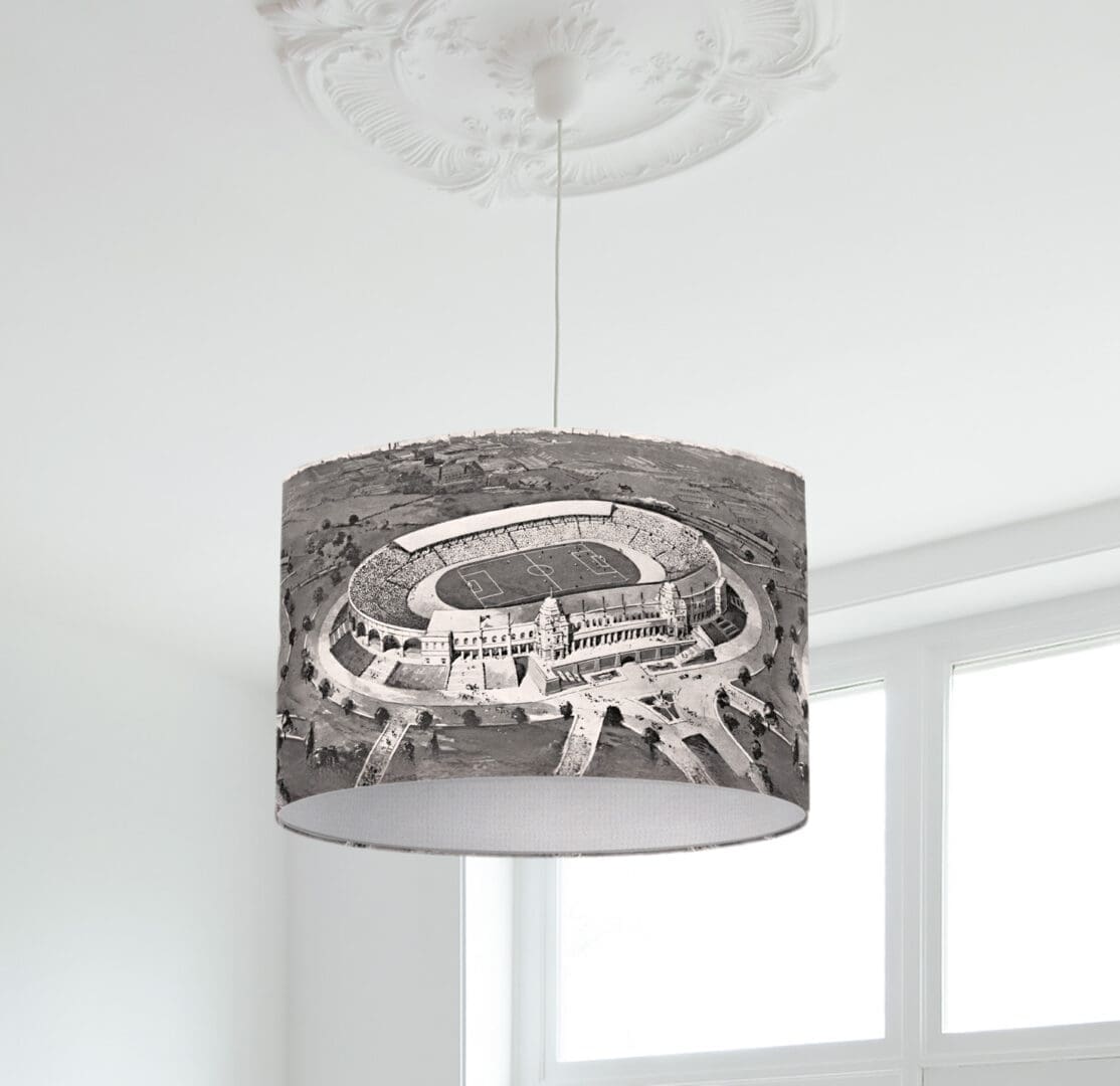 lampshade with vintage wembley stadium print