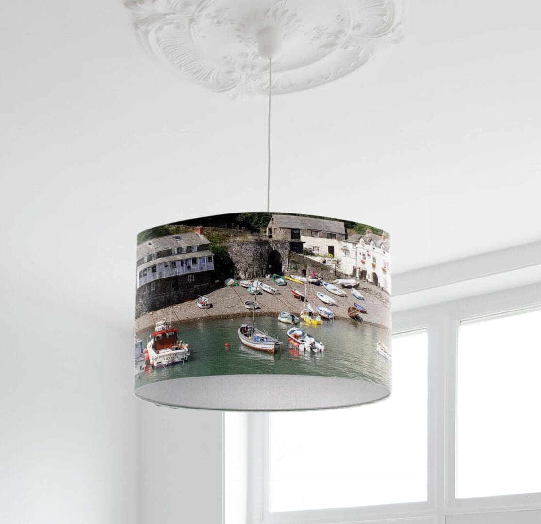 lampshade clovelly seaside print coastal lamp shade home lighting