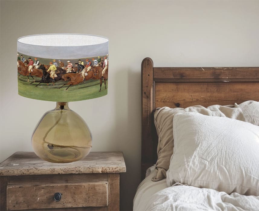 lampshade with horse racing vintage print horse lovers lamp shade