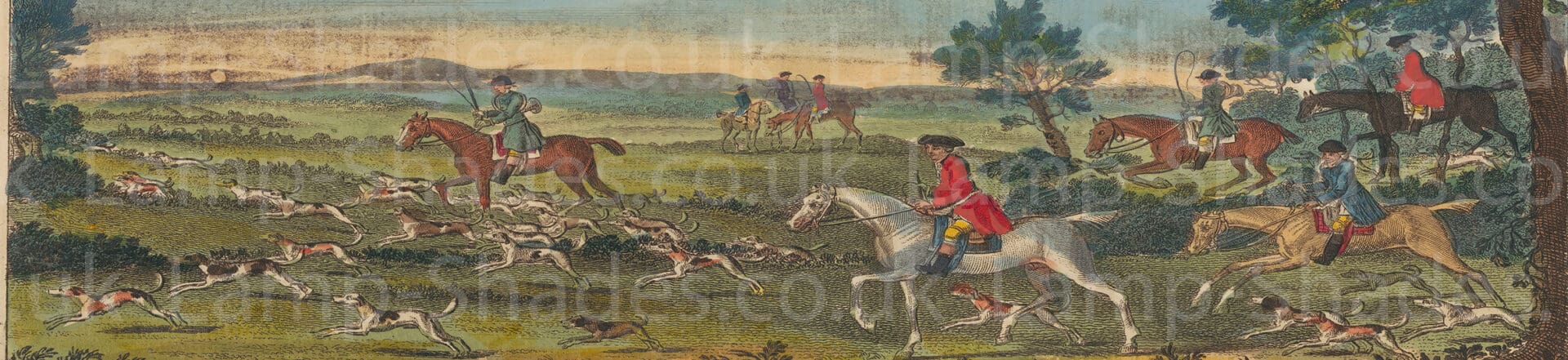 lampshade horse and hound hunting scene vintage fine art lamp shade