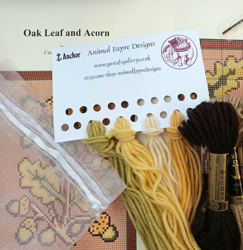 Acorn and Oak Leaf Needlepoint Kit, Animal Fayre Designer Tapestry Kits 4