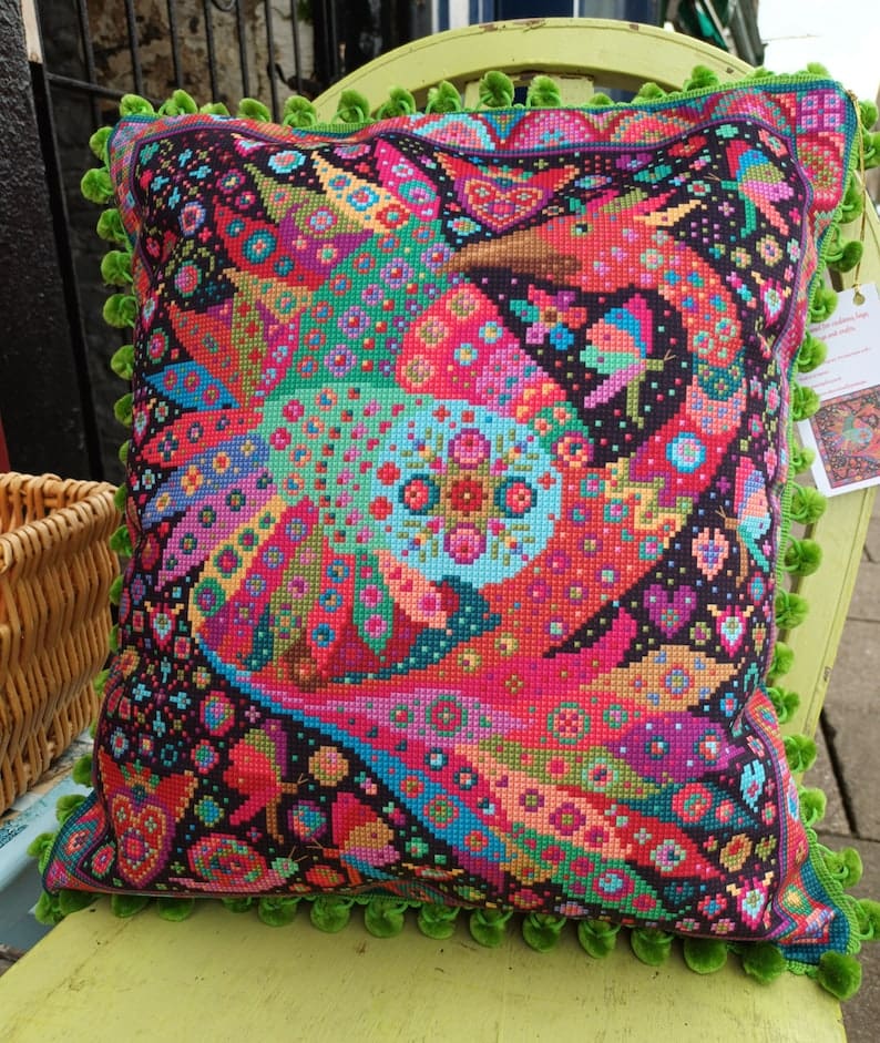 Mexican Bird Fiesta Velvet Cushion