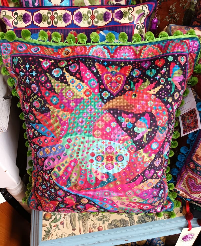 Mexican Bird Fiesta Velvet Cushion 6