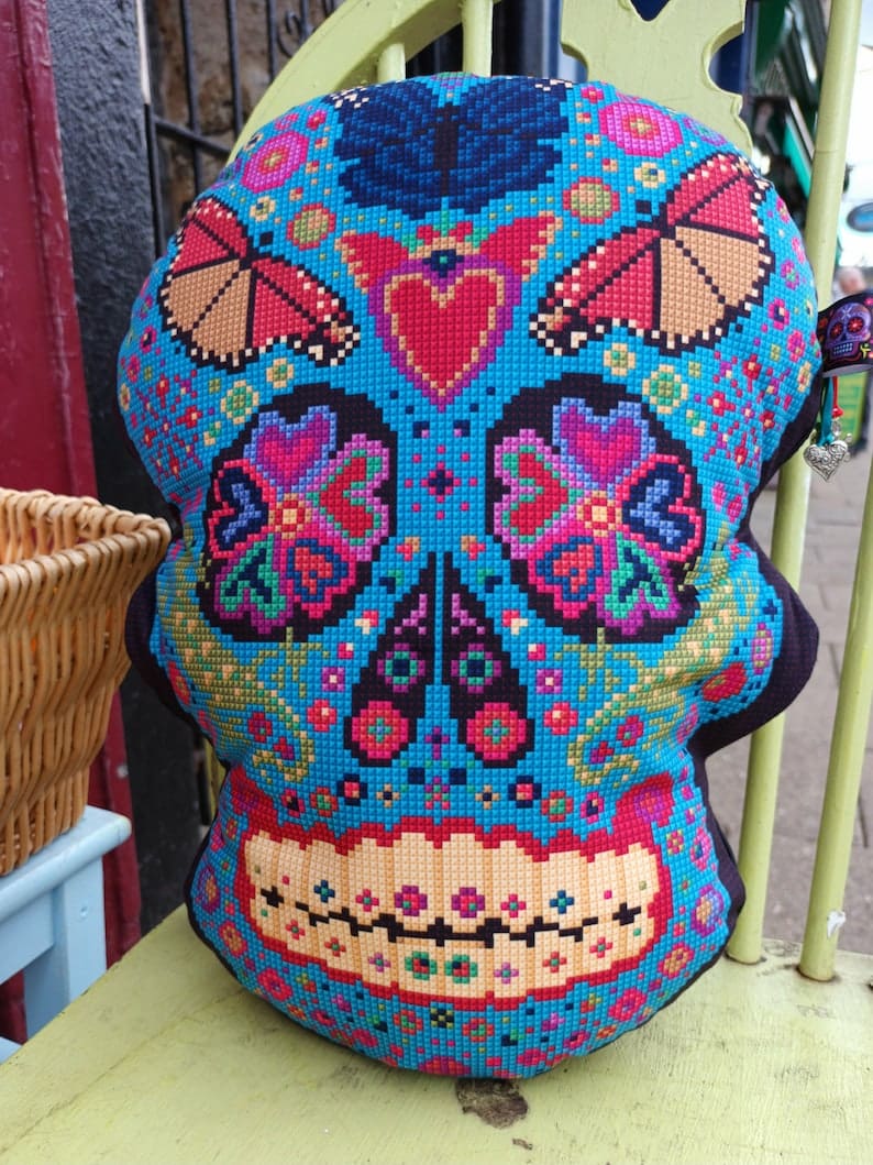 Sugar Skull shaped cushion, Animal Fayre Designs 1