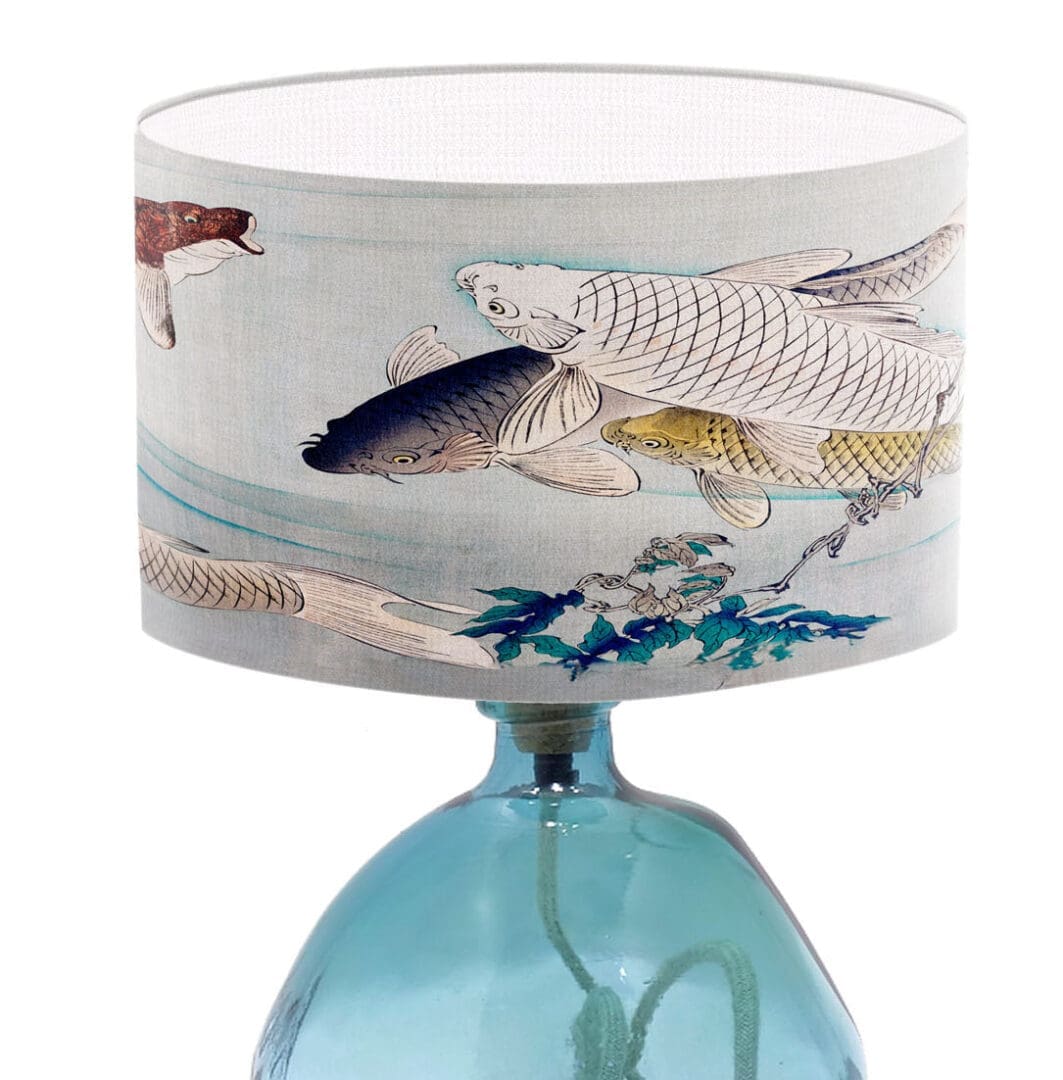 lampshade with koi fish watercolour scene