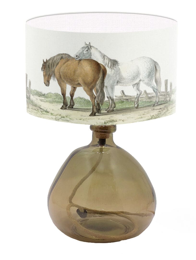 lampshade with horse illustration print