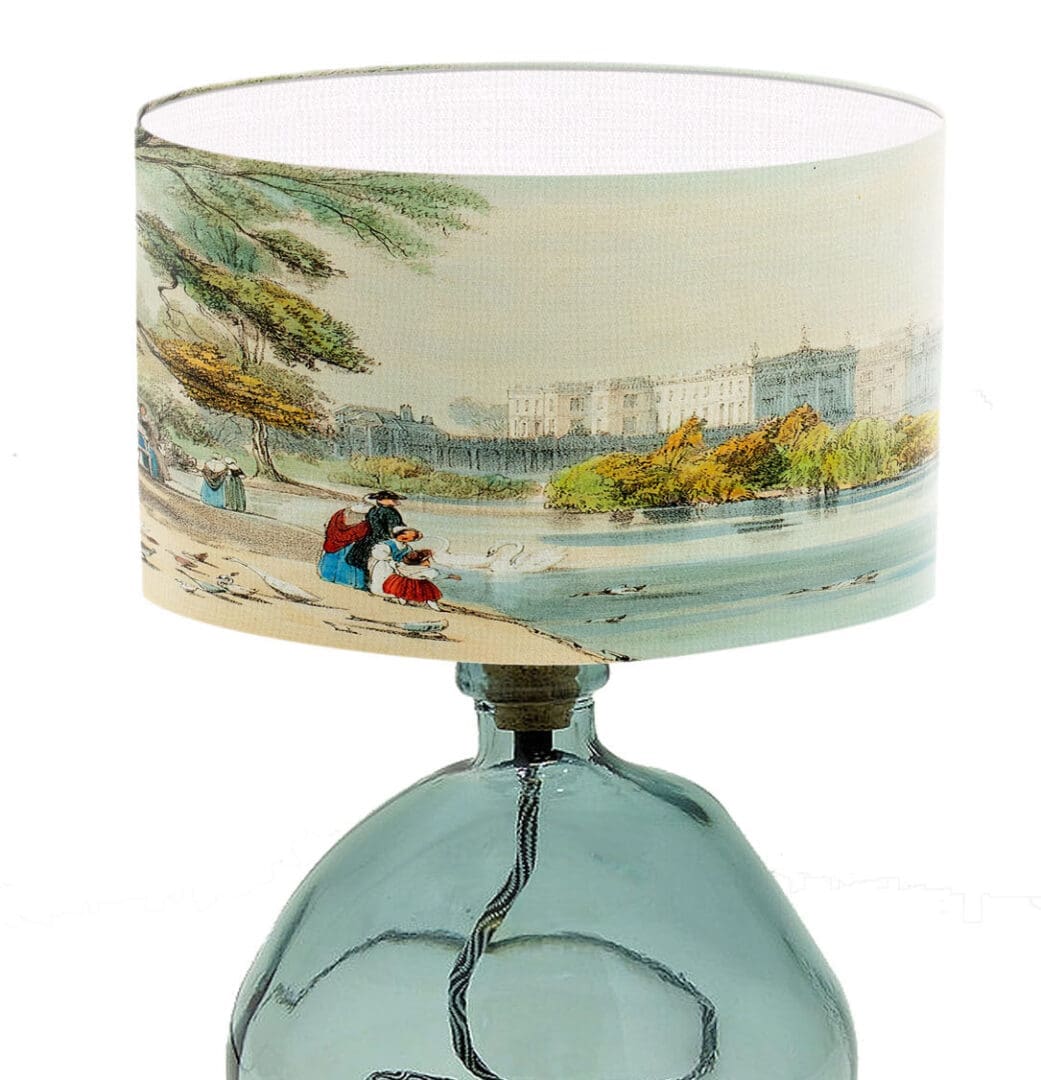 unusual vintage fine art print lampshade period lighting