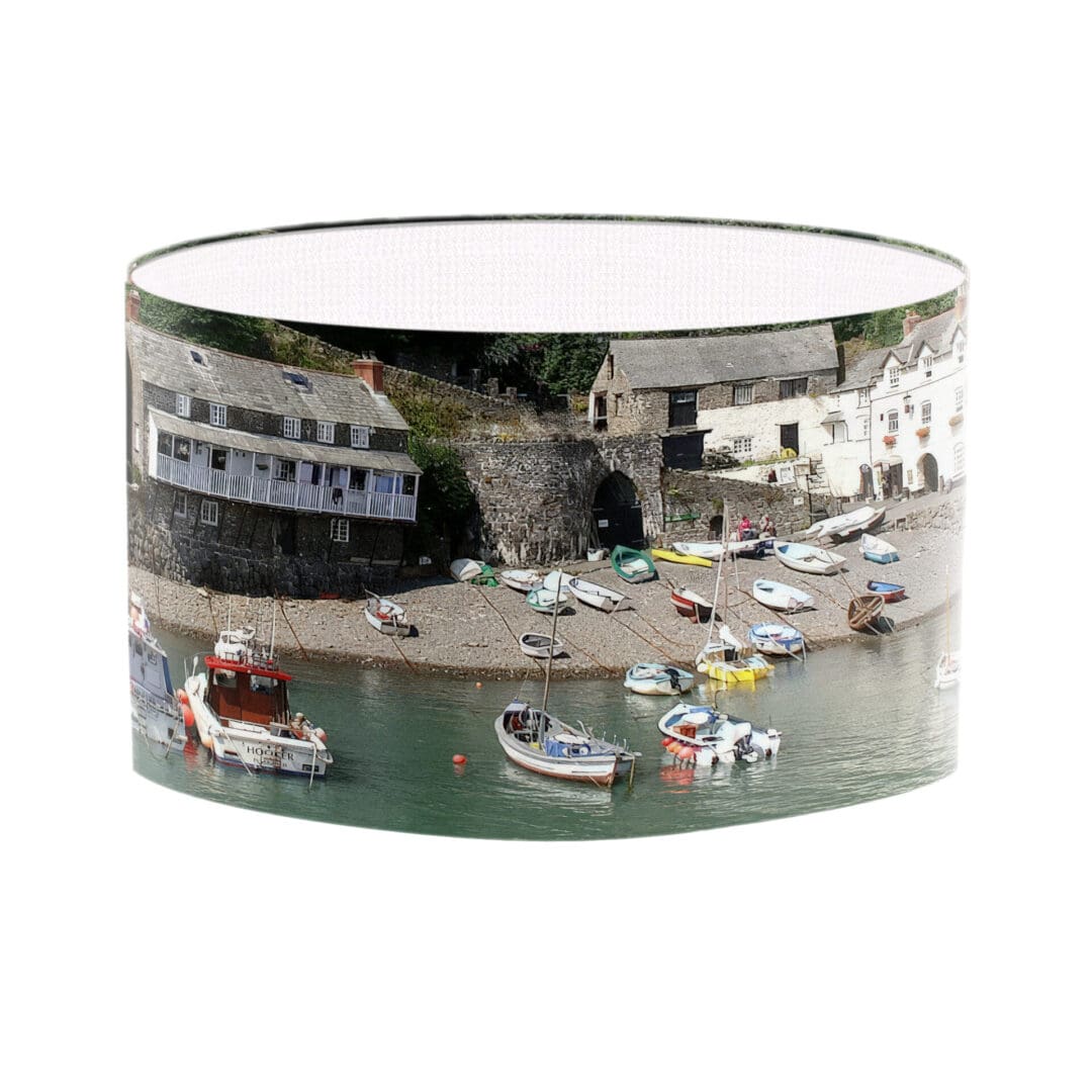 lampshade clovelly seaside print coastal lamp shade home lighting