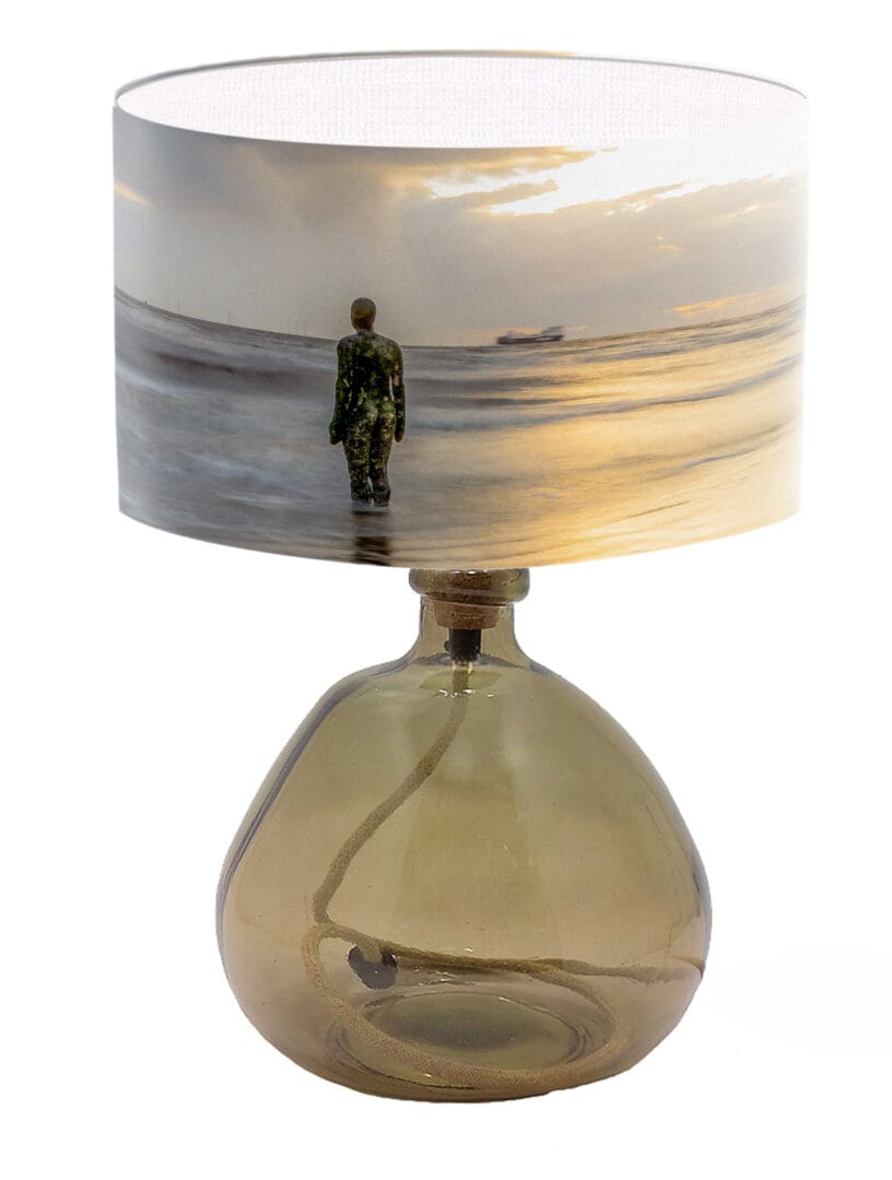 lampshade showing crosby beach liverpool coastal lighting modern seaside print