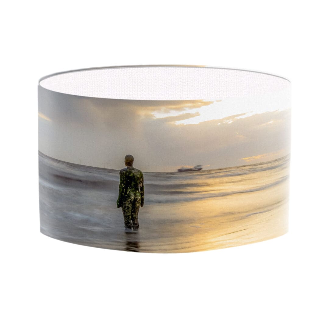 lampshade showing crosby beach liverpool coastal lighting modern seaside print