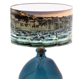 lampshade brixham harbour devon coastal lighting seaside print