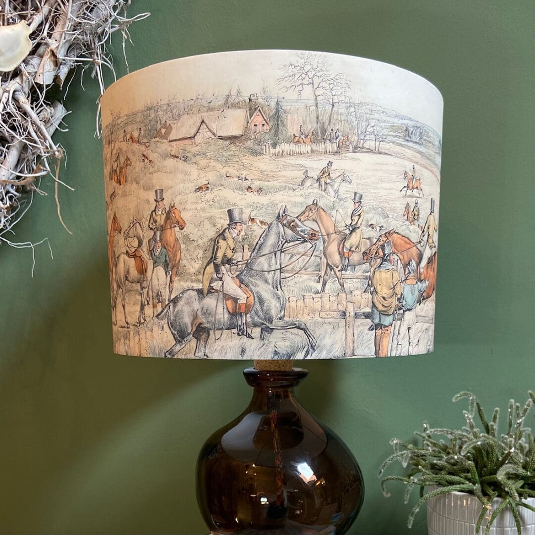 Lampshade hunting scene fine art print lampshade for table lampshade standard lampshade vintage period lighting