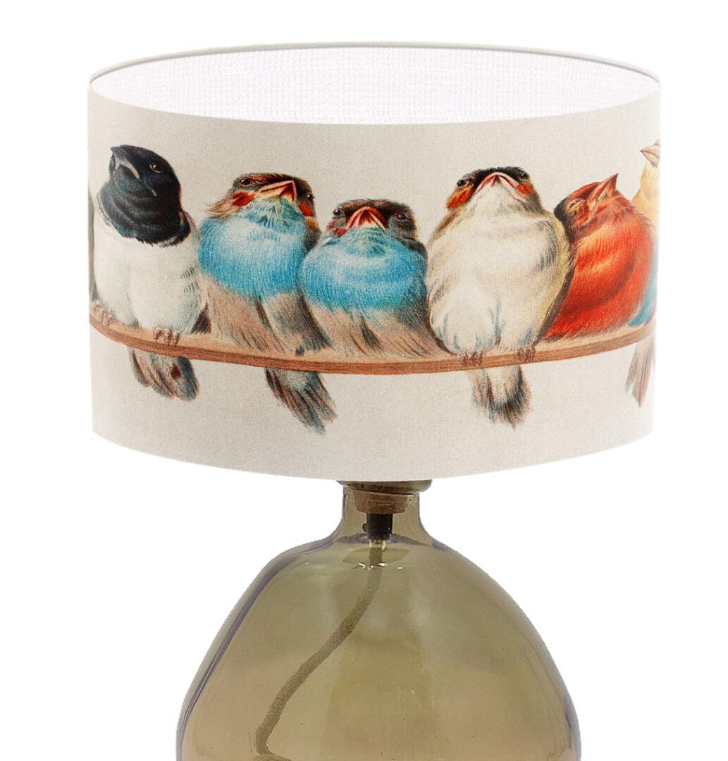 garden birds nature lampshade fine art illustration print