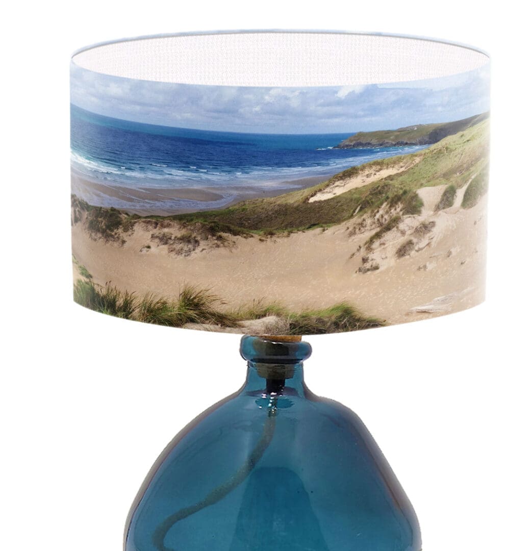 lampshade seaside print coastal lighting beach scene