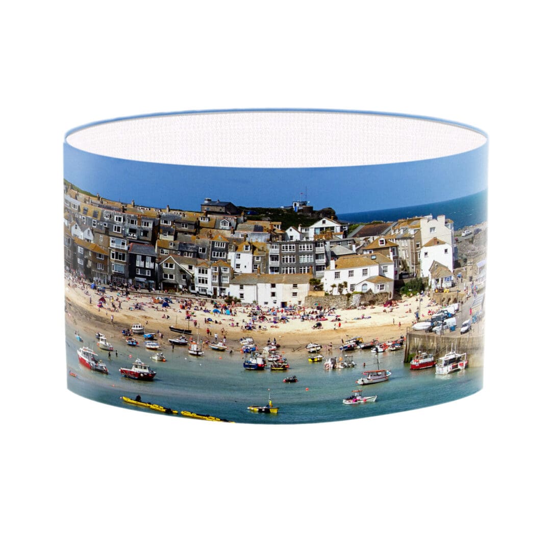 lampshade st ives cornwall seaside print interior coastal lighting