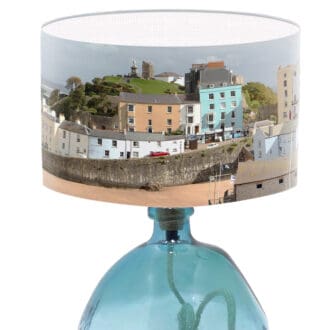 lampshade tenby harbour wales seaside print coastal lighting