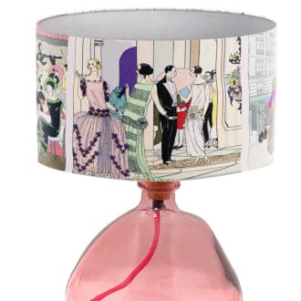 lampshade with fun colourful 1920's cocktail party illustration