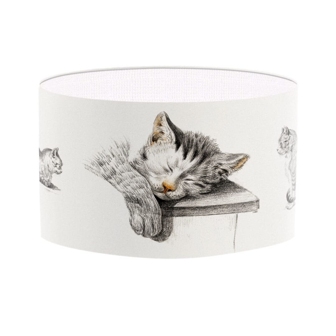 lampshade with cute cat print illustration cat sketch cat lovers