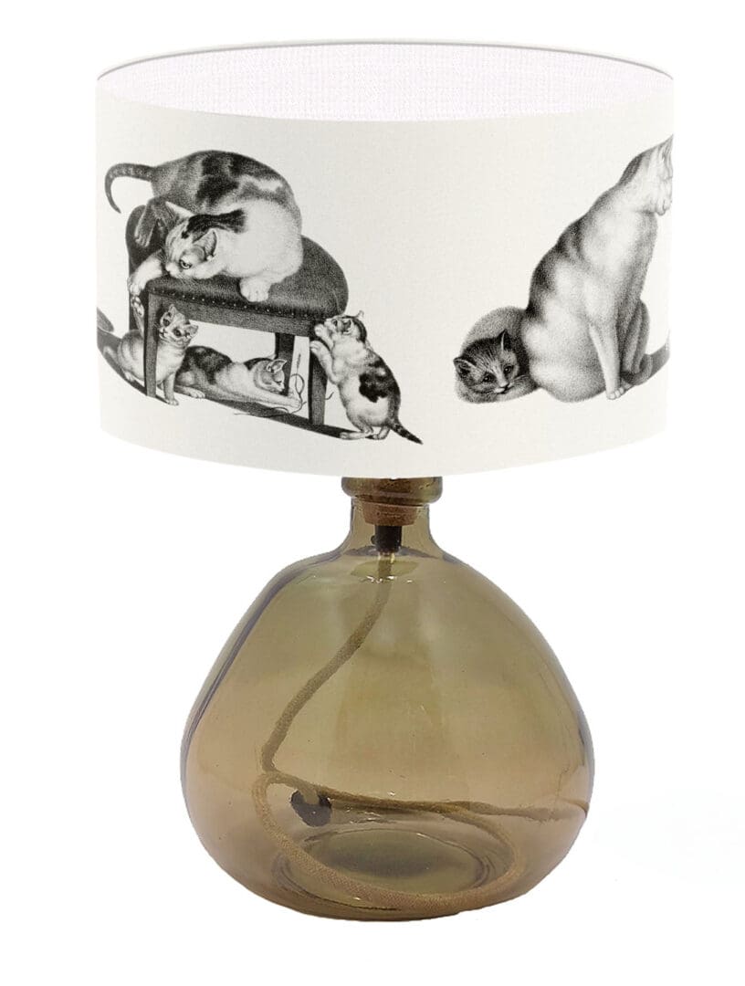 lampshade with cat illustration cat lovers lamp shade print