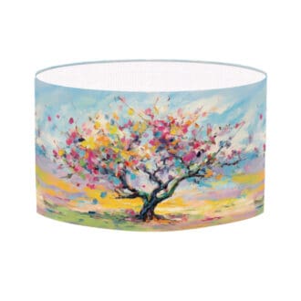 modern lampshade with bright colourful tree print