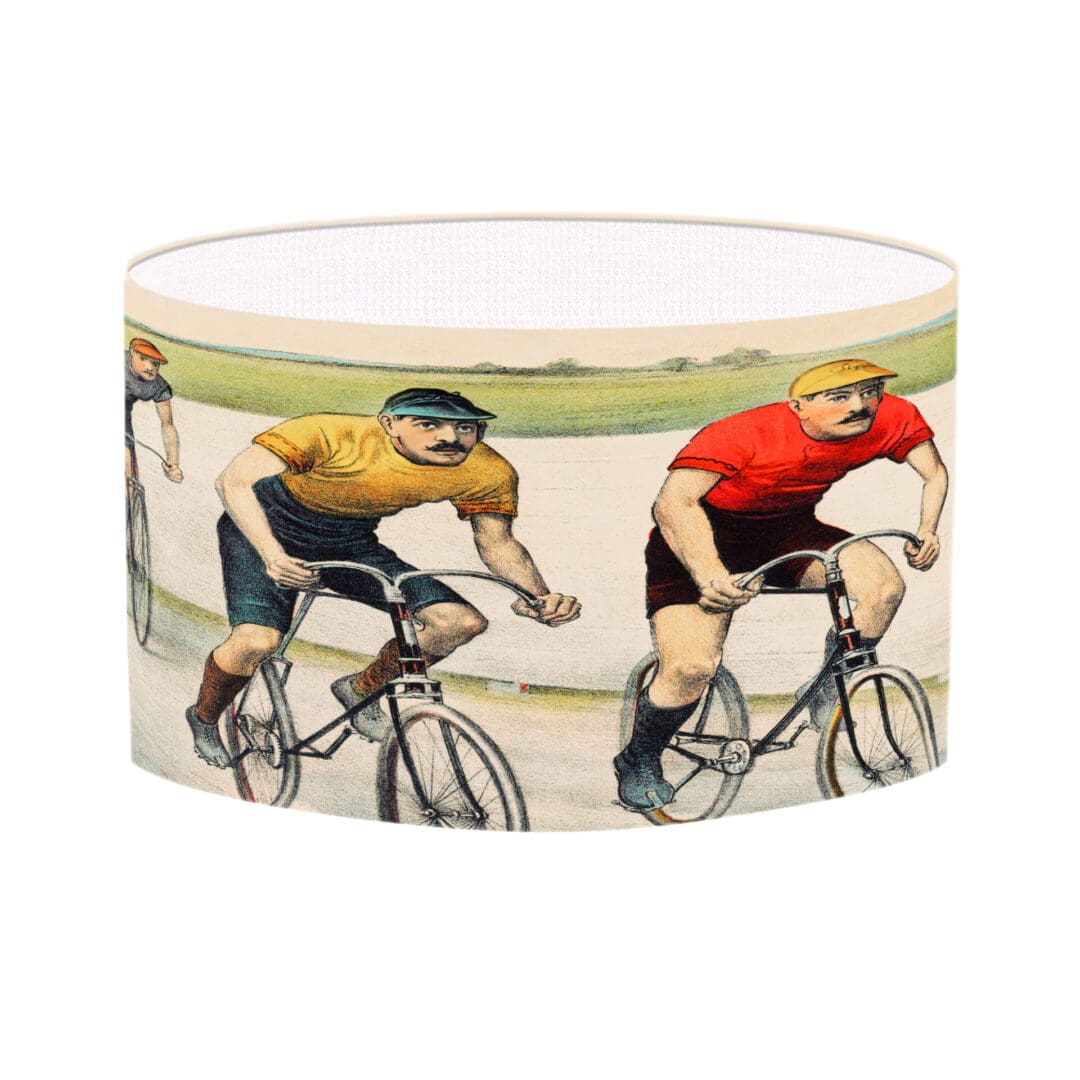 lampshade with vintage cycling print bicycle illustration trendy lighting