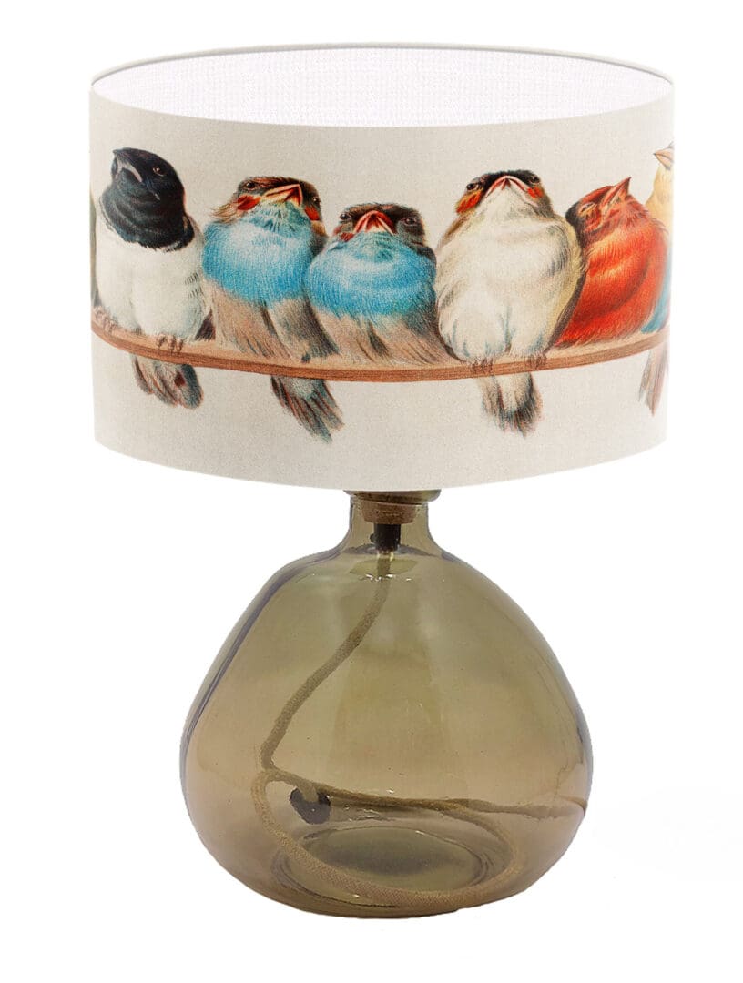 garden birds nature lampshade fine art illustration print