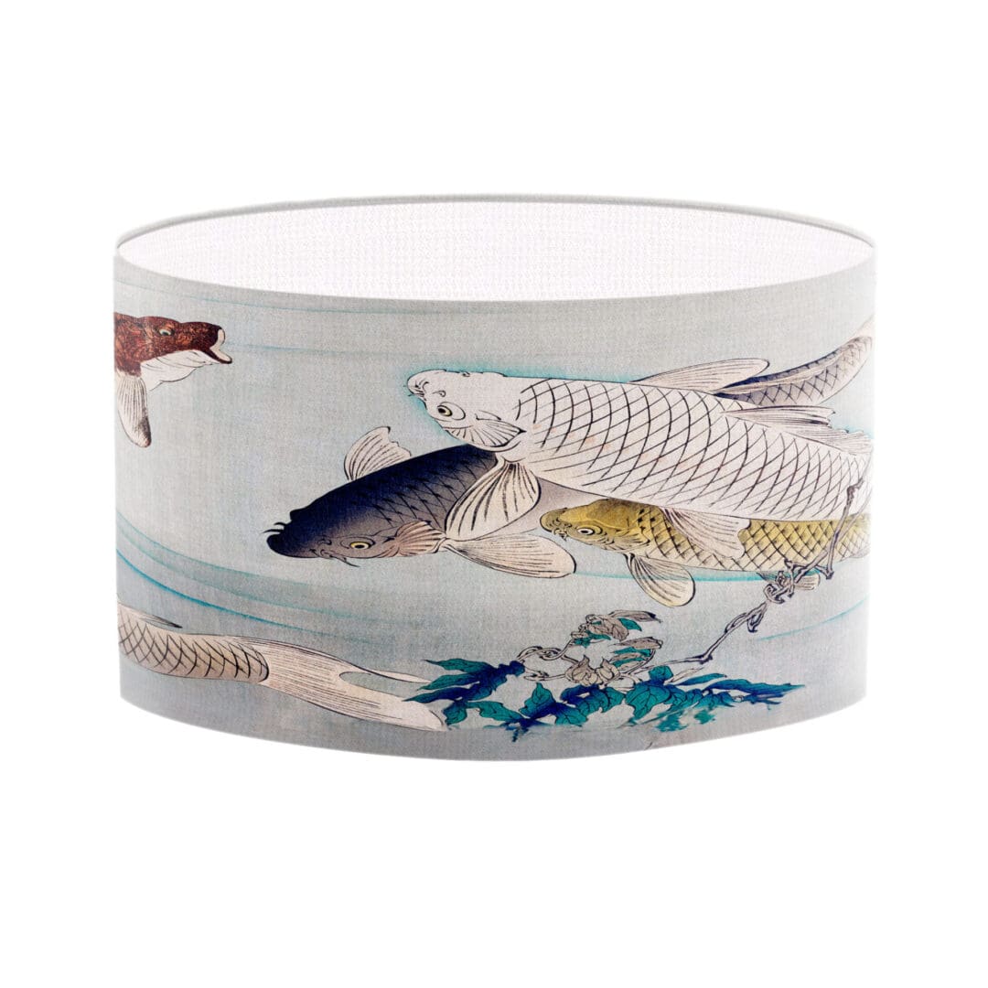 lampshade with koi fish watercolour scene