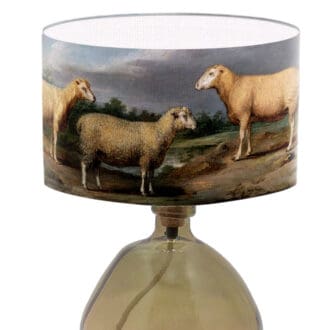 lampshade with sheep fine art print period lighting countryside scene antique lamp shade