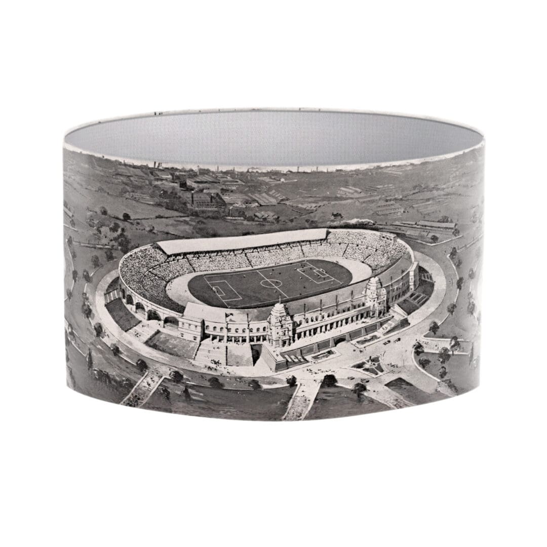 lampshade with vintage wembley stadium print