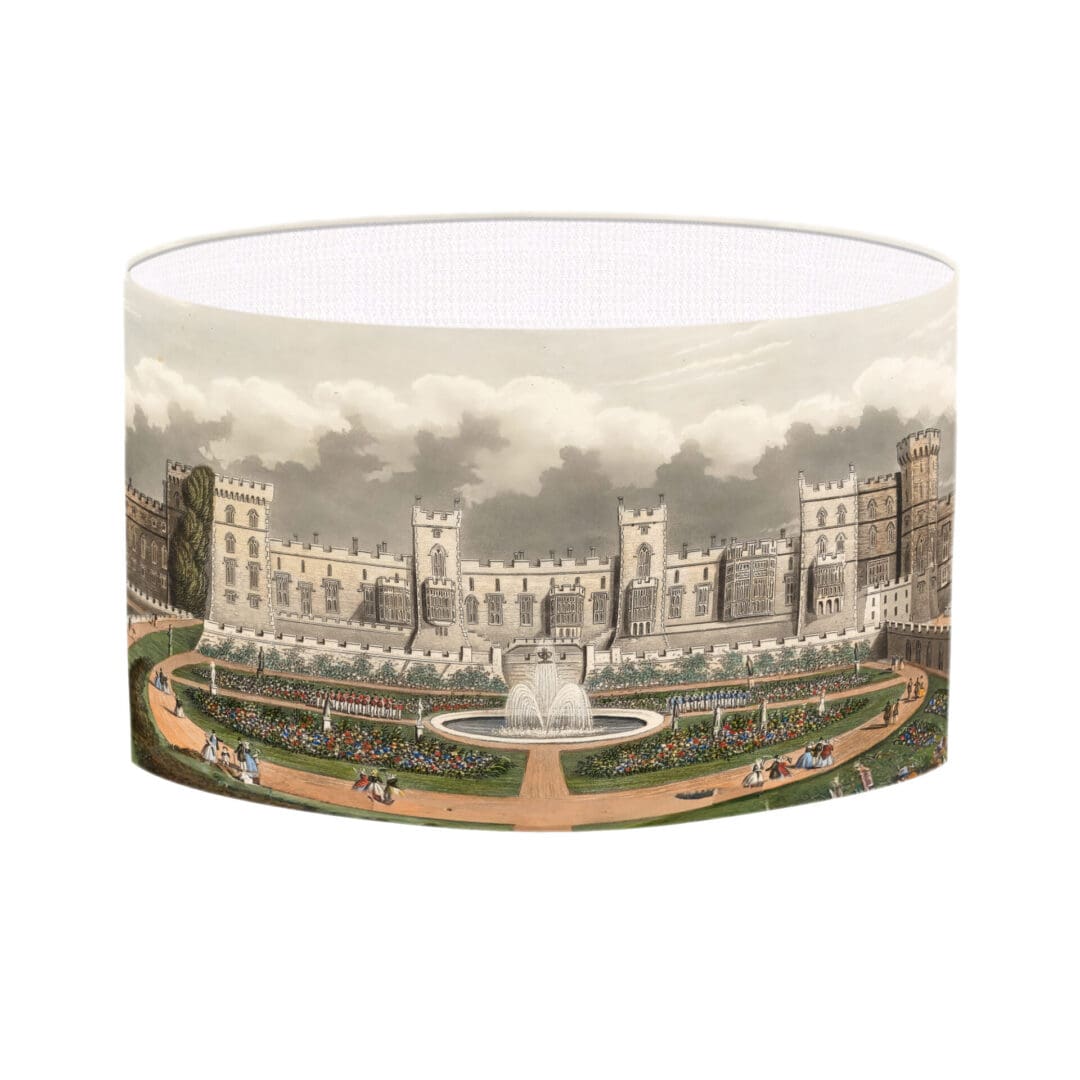 lampshade with royal windsor castle vintage fine art print