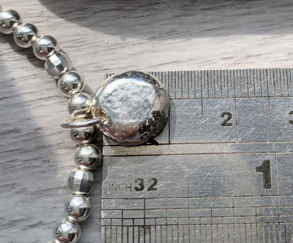 sterling silver stretch bracelet recycled silver pebble charm