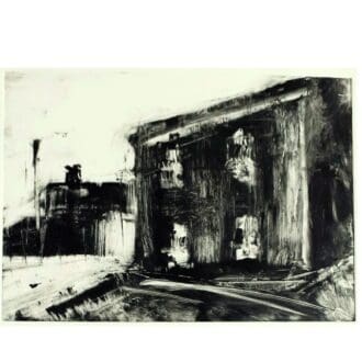 monotype print of maker barracks cornwall