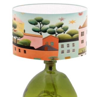 modern colourful bright lampshade with house illustration trendy lighting