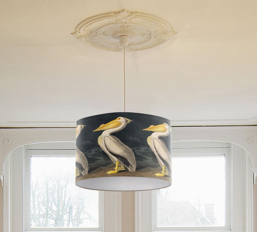 pelican print lampshade fine art print unusual lamp shade period lighting