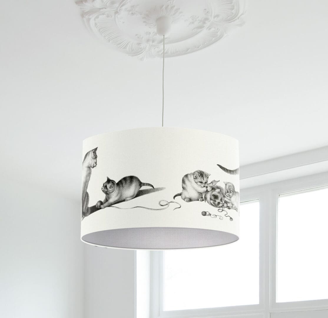 lampshade with cat illustration cat lovers lamp shade print