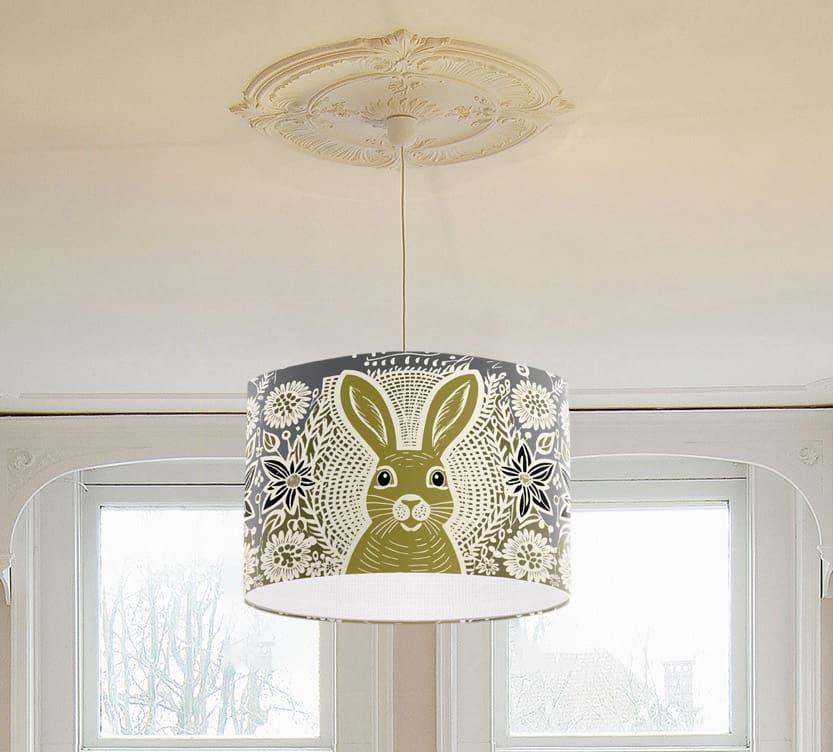 Earthy tone lampshade modern lampshade for table table lampshade hanging ceiling pendant lampshade green lampshade rabbit print