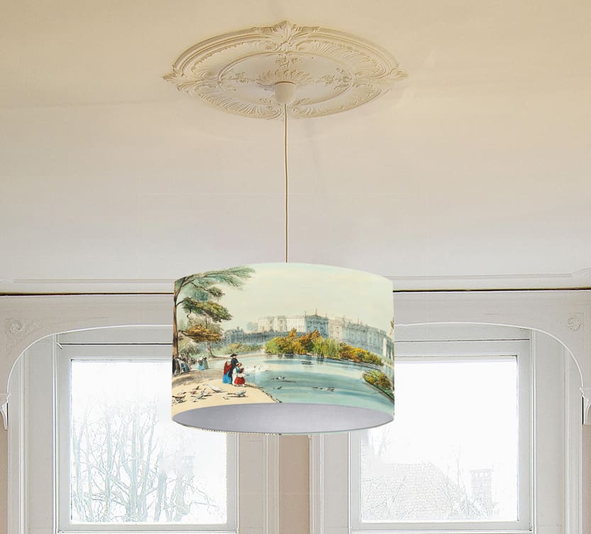 unusual vintage fine art print lampshade period lighting