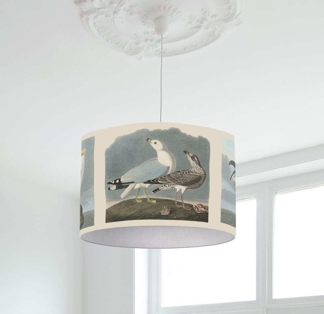 seaside coastal vintage print lampshade seagulls lamp shade