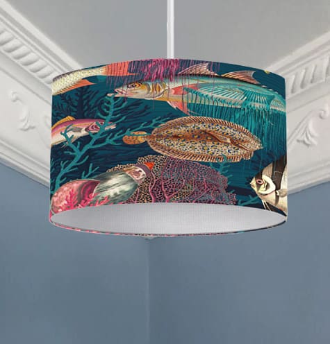 lampshade with exotic fish print table lamp shade