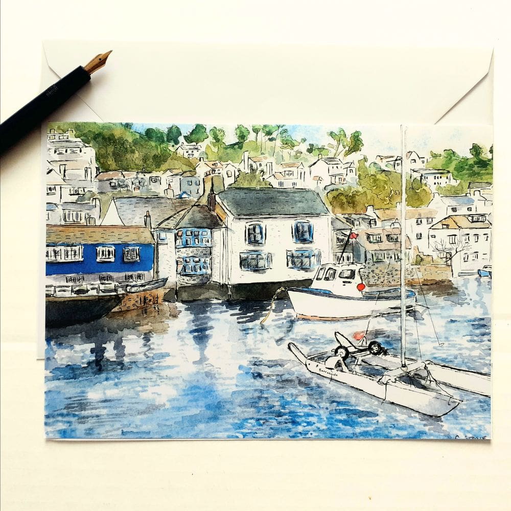 polperro card based on original watercolour