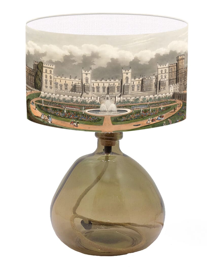 lampshade with royal windsor castle vintage fine art print