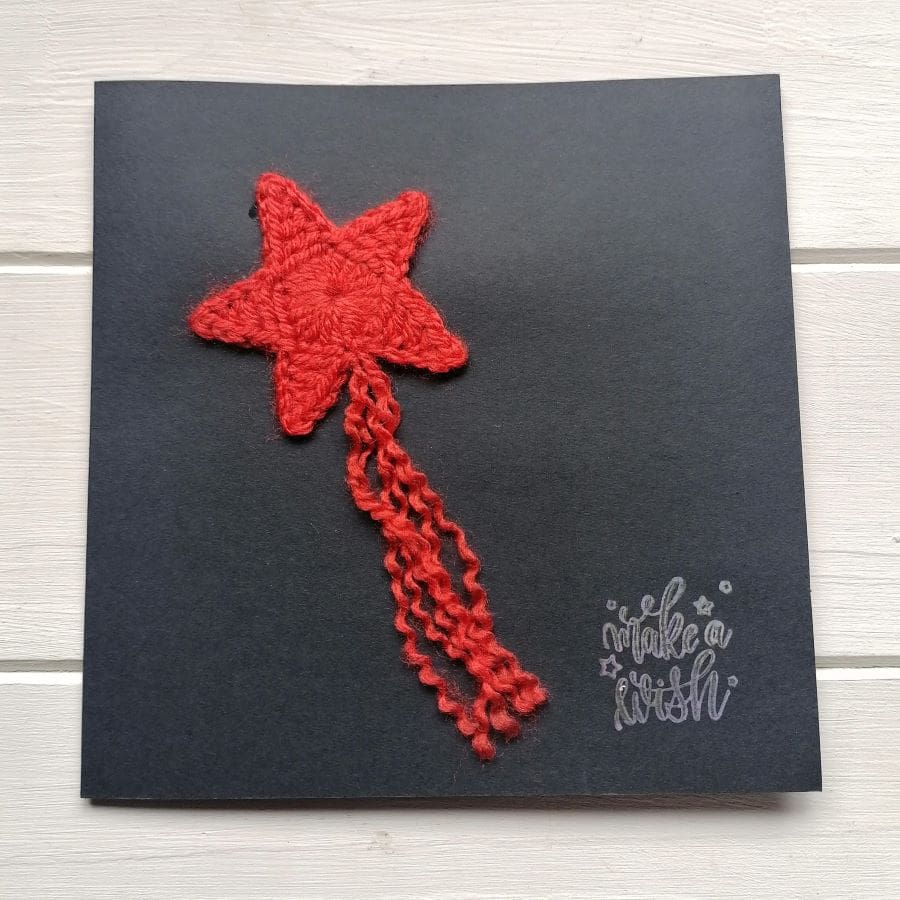 shooting star card crocheted