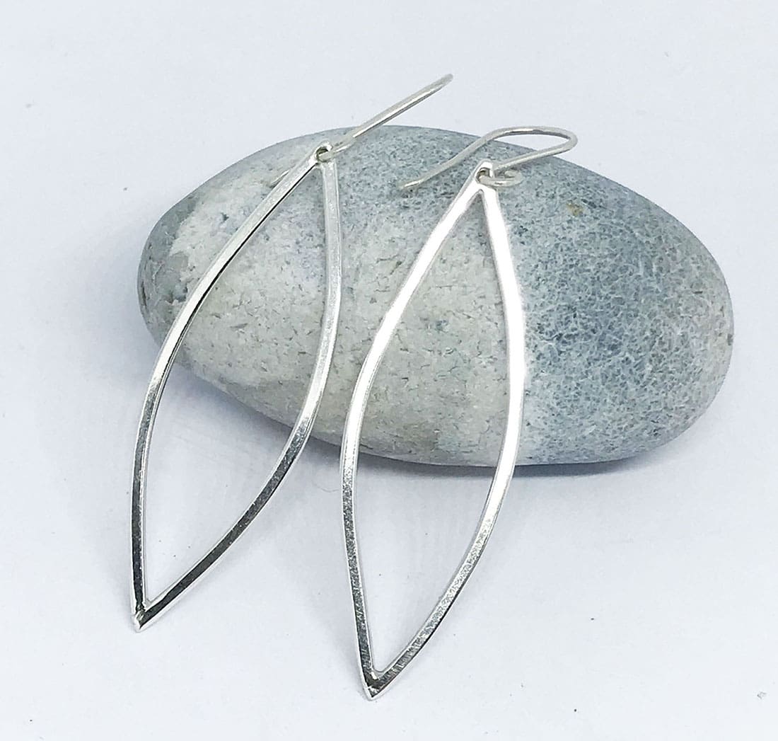 silver leaf earrings