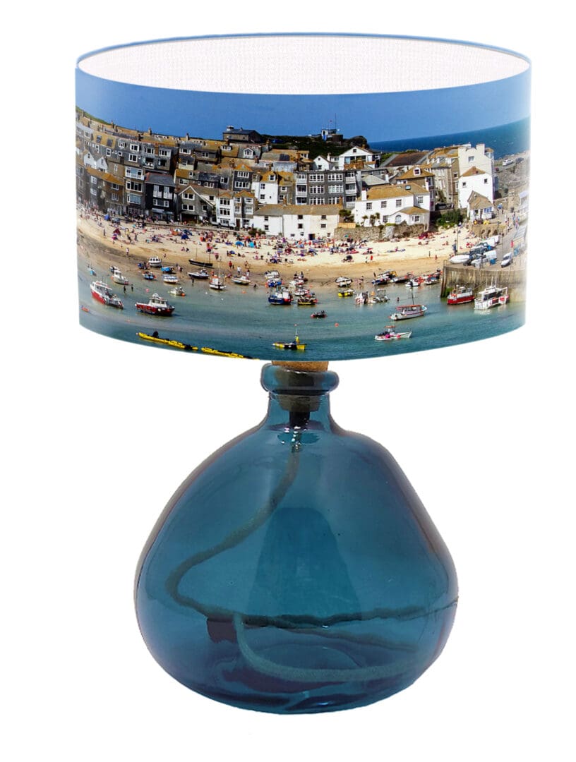 lampshade st ives cornwall seaside print interior coastal lighting