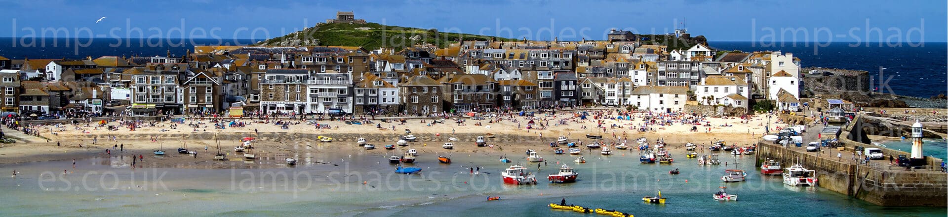 lampshade st ives cornwall seaside print interior coastal lighting