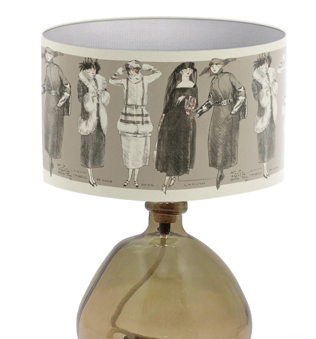 lampshade 1920's vintage fashion clothing female print