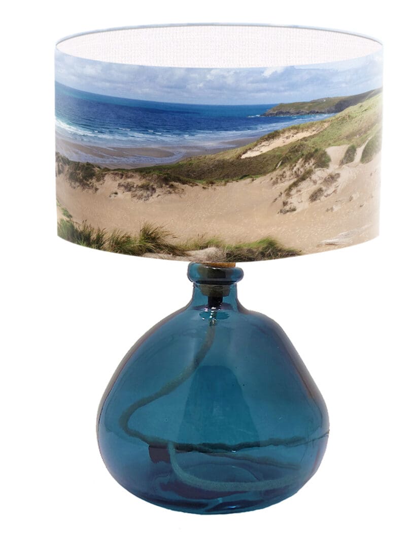 lampshade seaside print coastal lighting beach scene