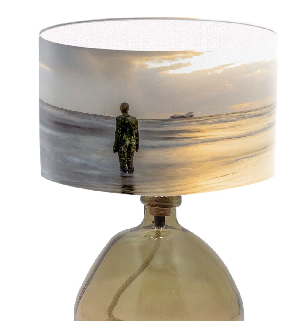 lampshade showing crosby beach liverpool coastal lighting modern seaside print