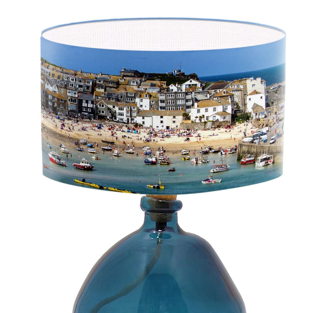 lampshade st ives cornwall seaside print interior coastal lighting