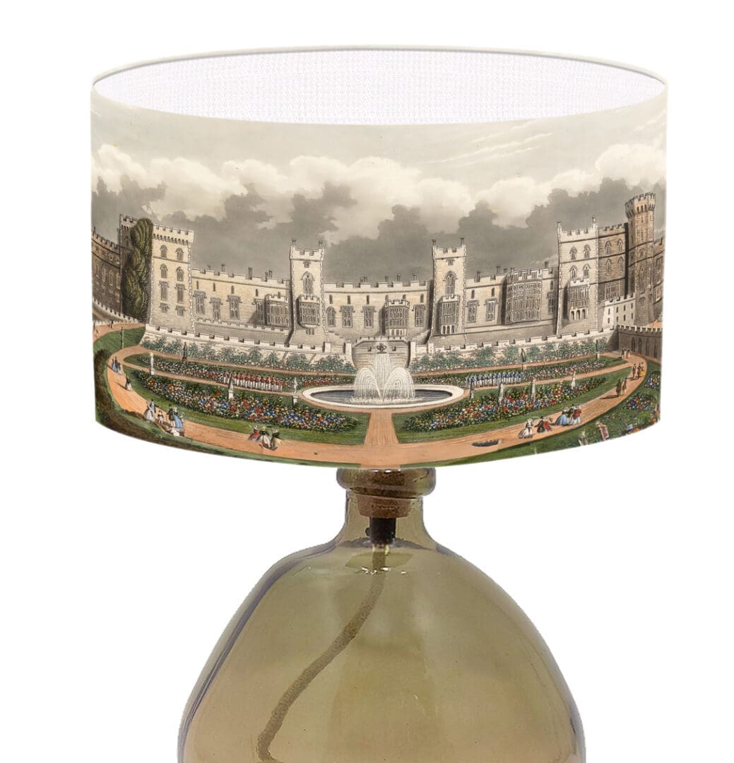 lampshade with royal windsor castle vintage fine art print